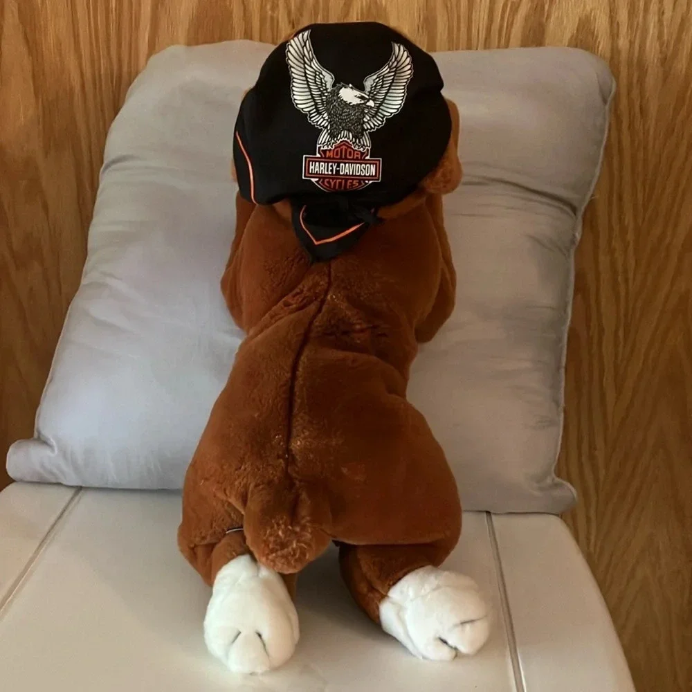 Harley Davidson St. Bernard Plush Dog w/Logo Bandana. 2003 Brown & White VGUC